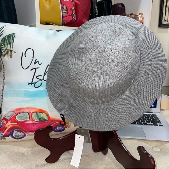 Vince Camuto NWT! Packable Chunky Knit Grey Panama Hat One Size - Picture 2 of 10